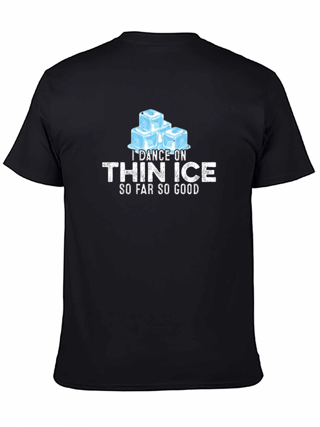 Black I Dance On Thin Ice Men's Black Graphic T-Shirt view 4