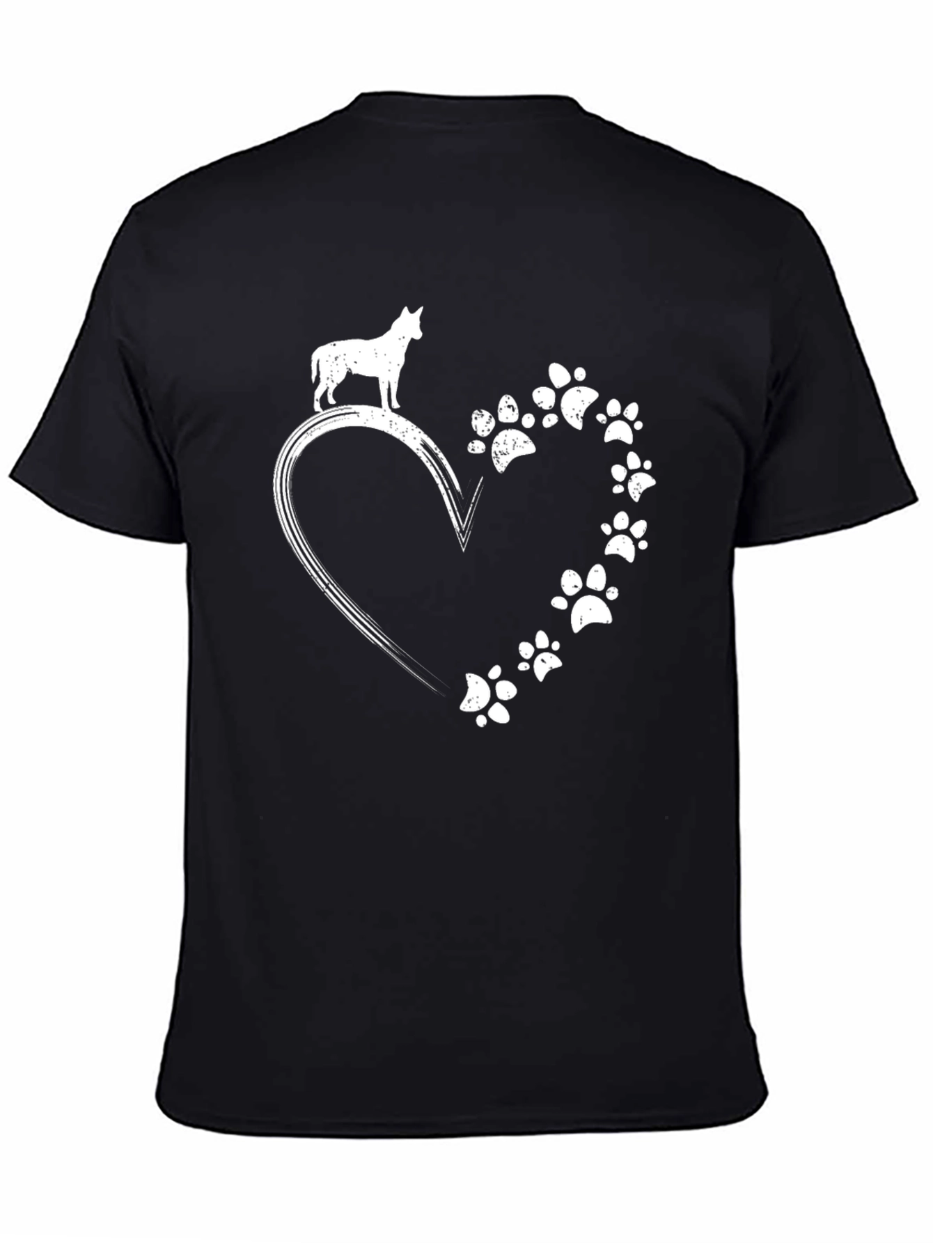 Black Dog Paw Heart T-Shirt - Unisex view 4