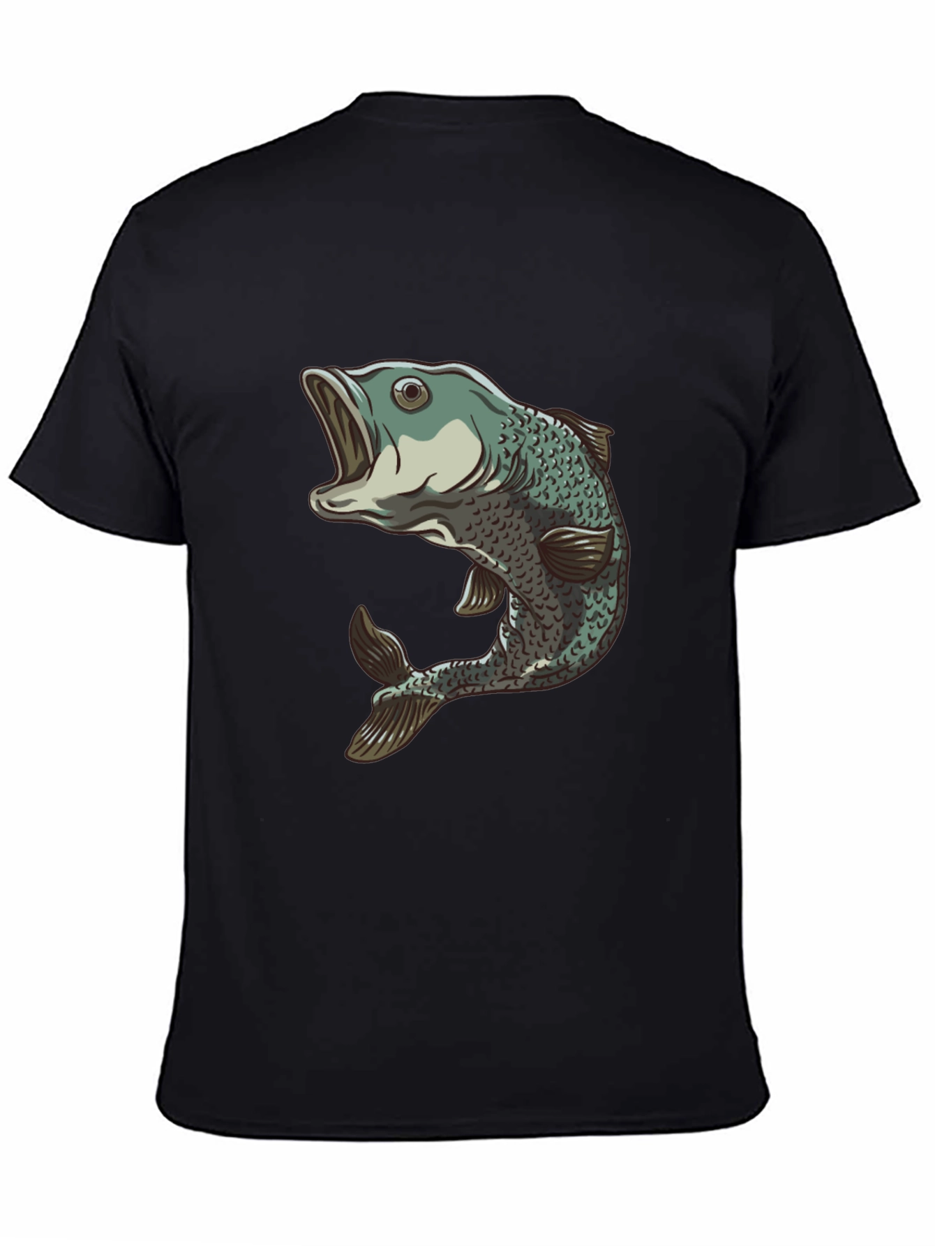 Black Bass Fish Graphic Black T-Shirt - Angler Apparel view 4