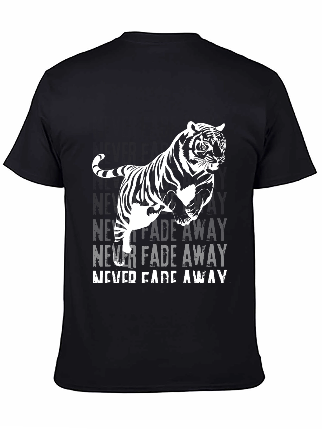 Black Bold Tiger Graphic Tee - Never Fade Away view 4