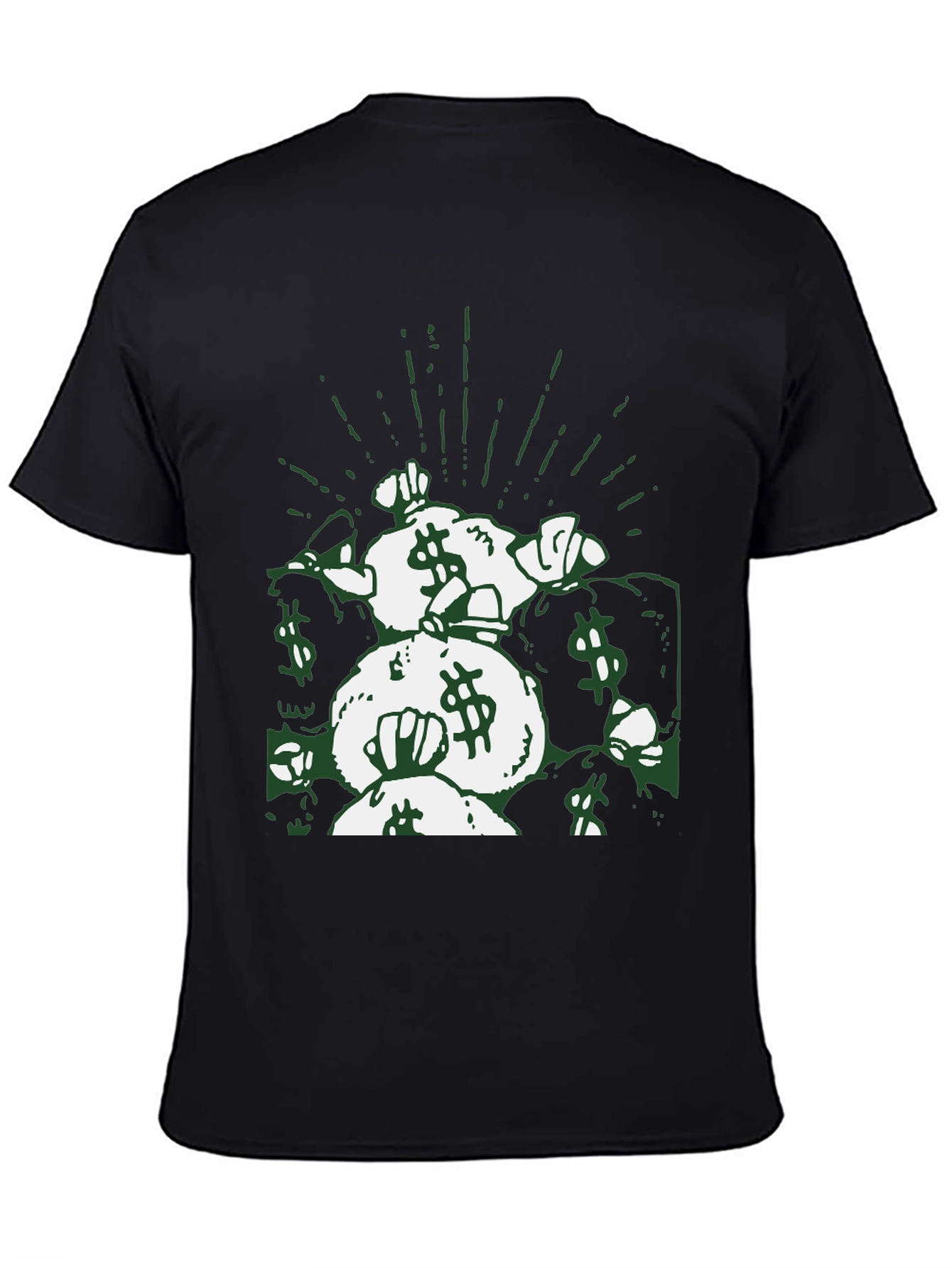 Black Money Bags Graphic Tee - Black Cotton Shirt view 4