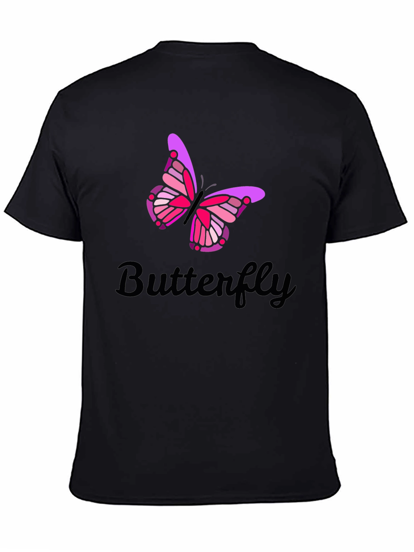 Black Butterfly Graphic Print Men's Black T-Shirt view 4