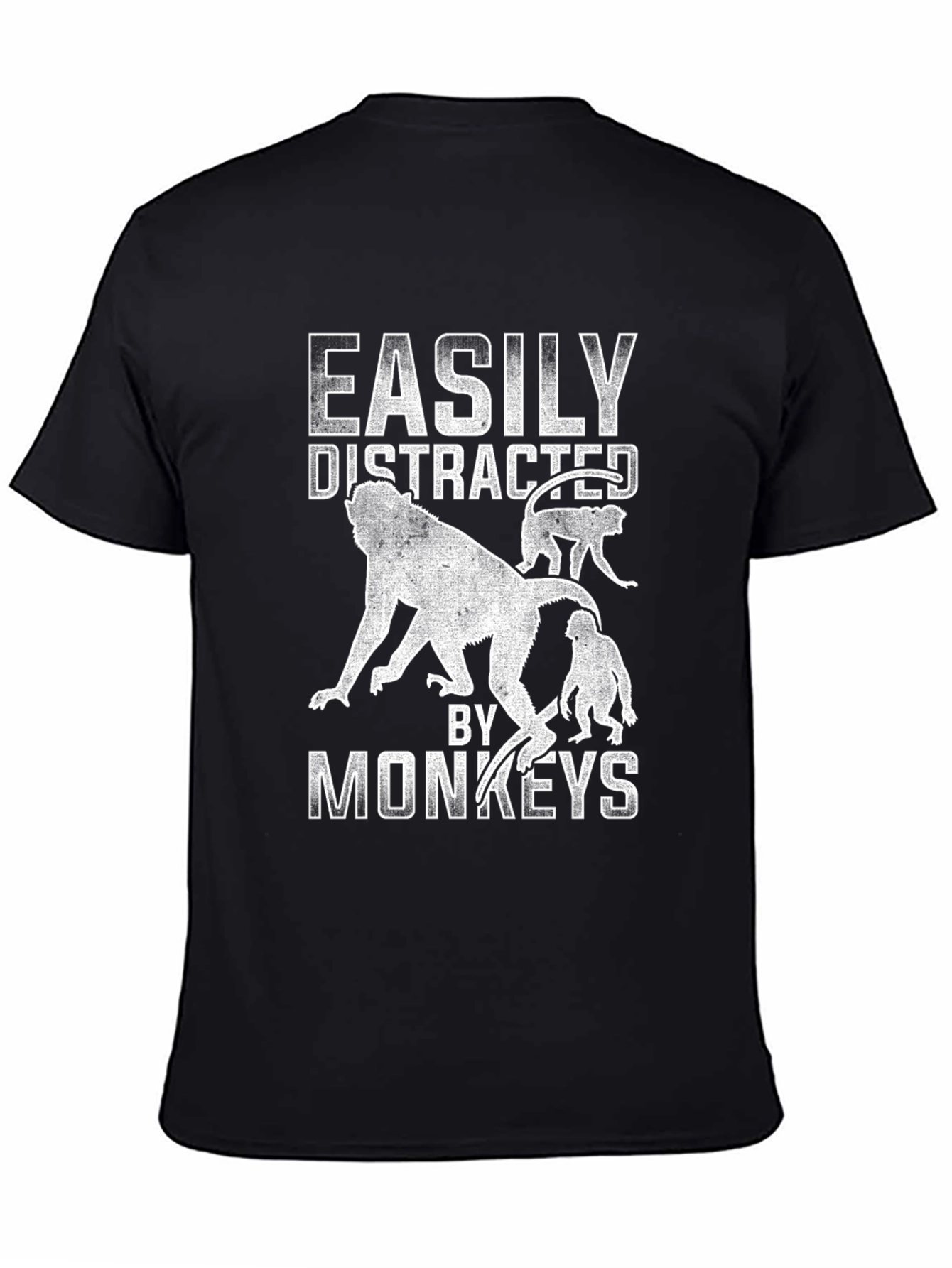 Black Easily Distracted By Monkeys Graphic T-Shirt view 4