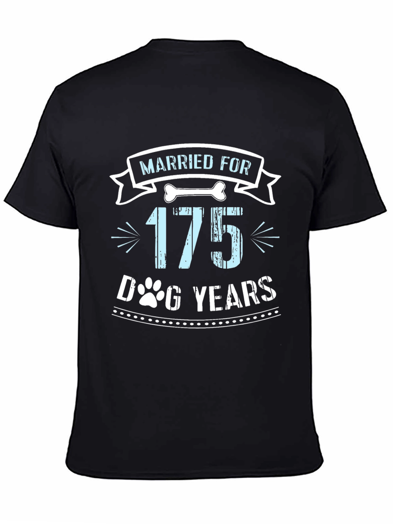 Black Married For 175 Dog Years Graphic Tee view 4