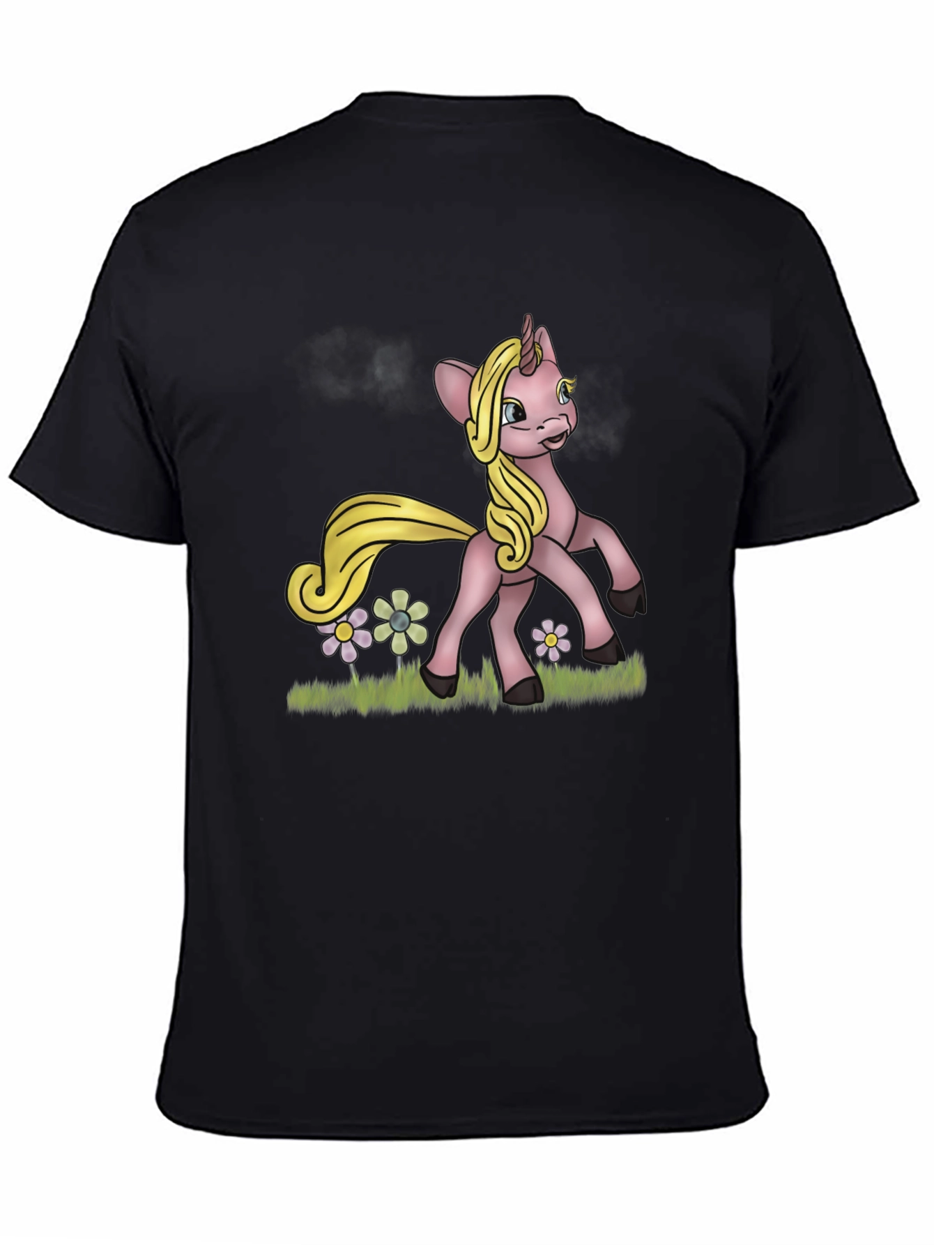 Black Unicorn Graphic T-Shirt - Whimsical Cartoon Design view 4