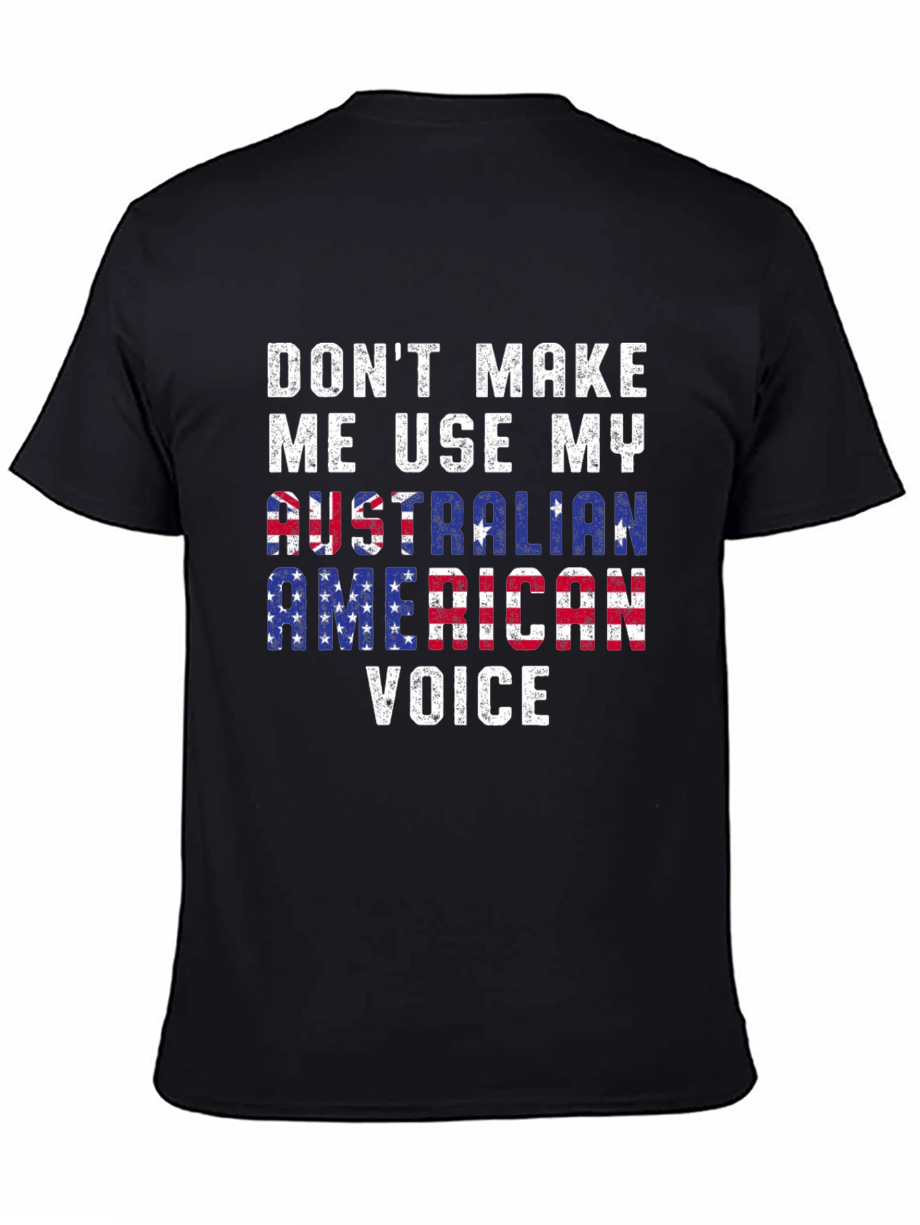 Black Funny Australian American Voice T-Shirt view 4