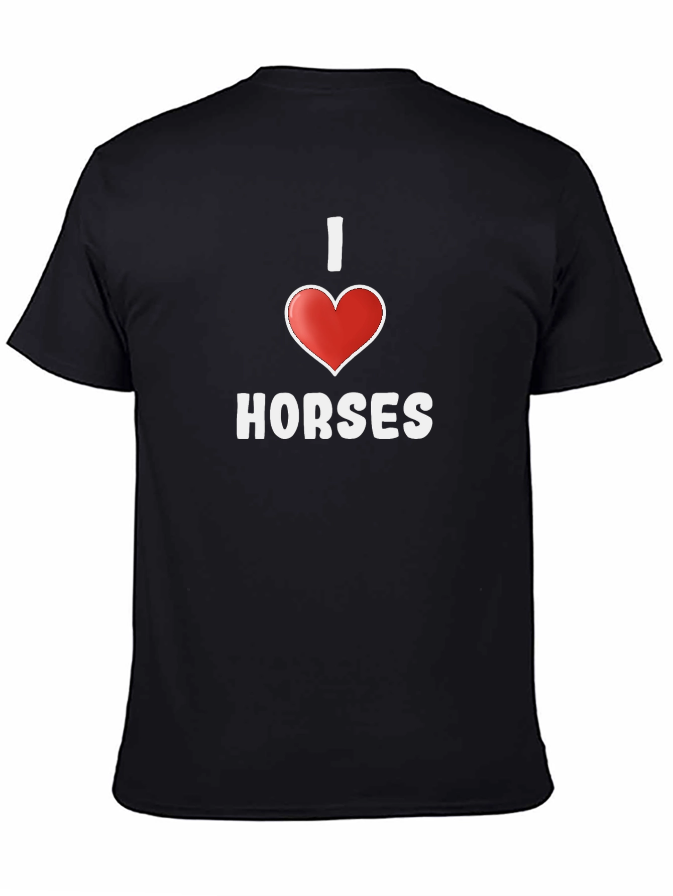 Black I Heart Horses Graphic Tee - Black Cotton Casual Shirt view 4