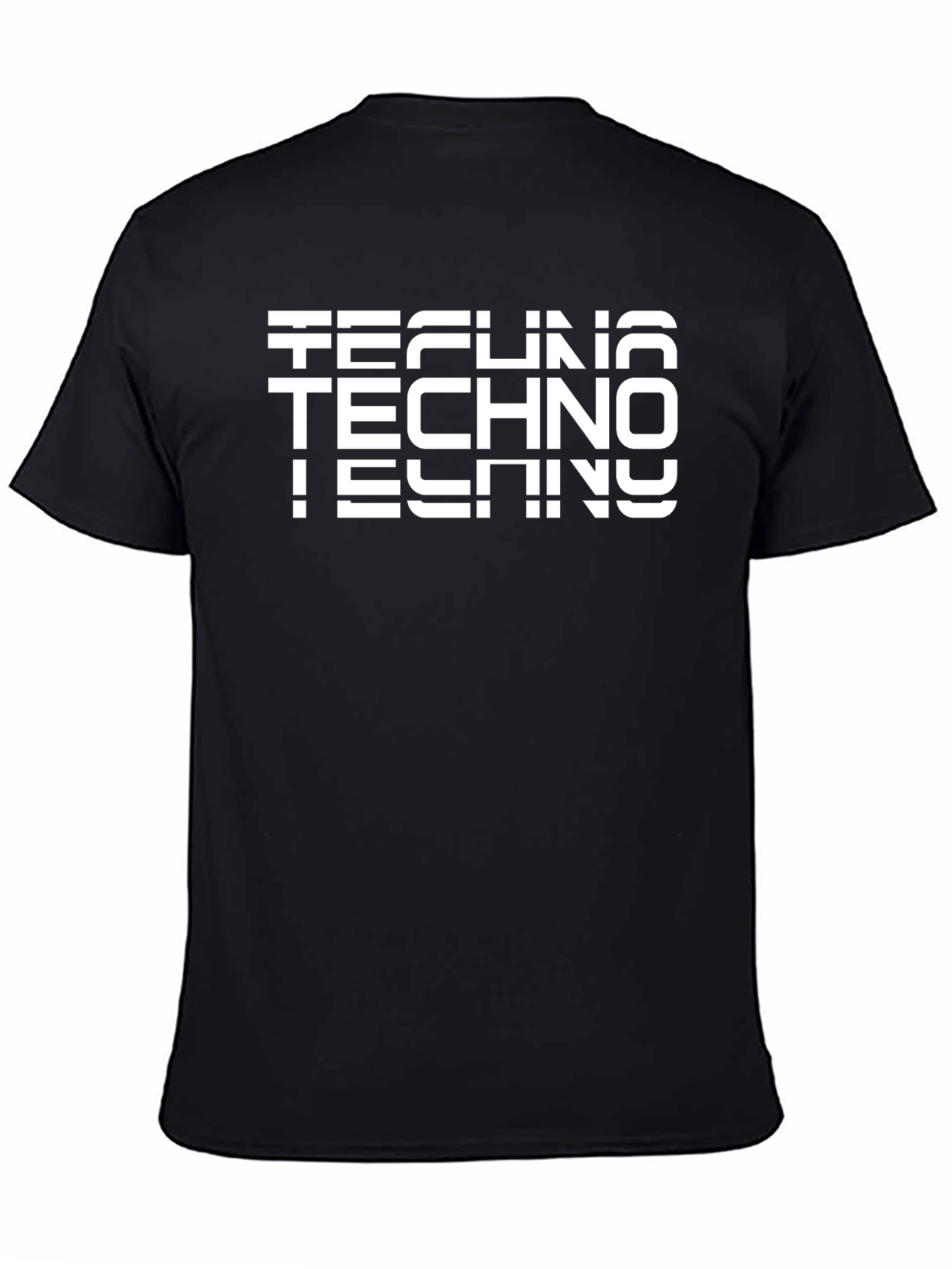 Black Techno Graphic Print T-Shirt view 4
