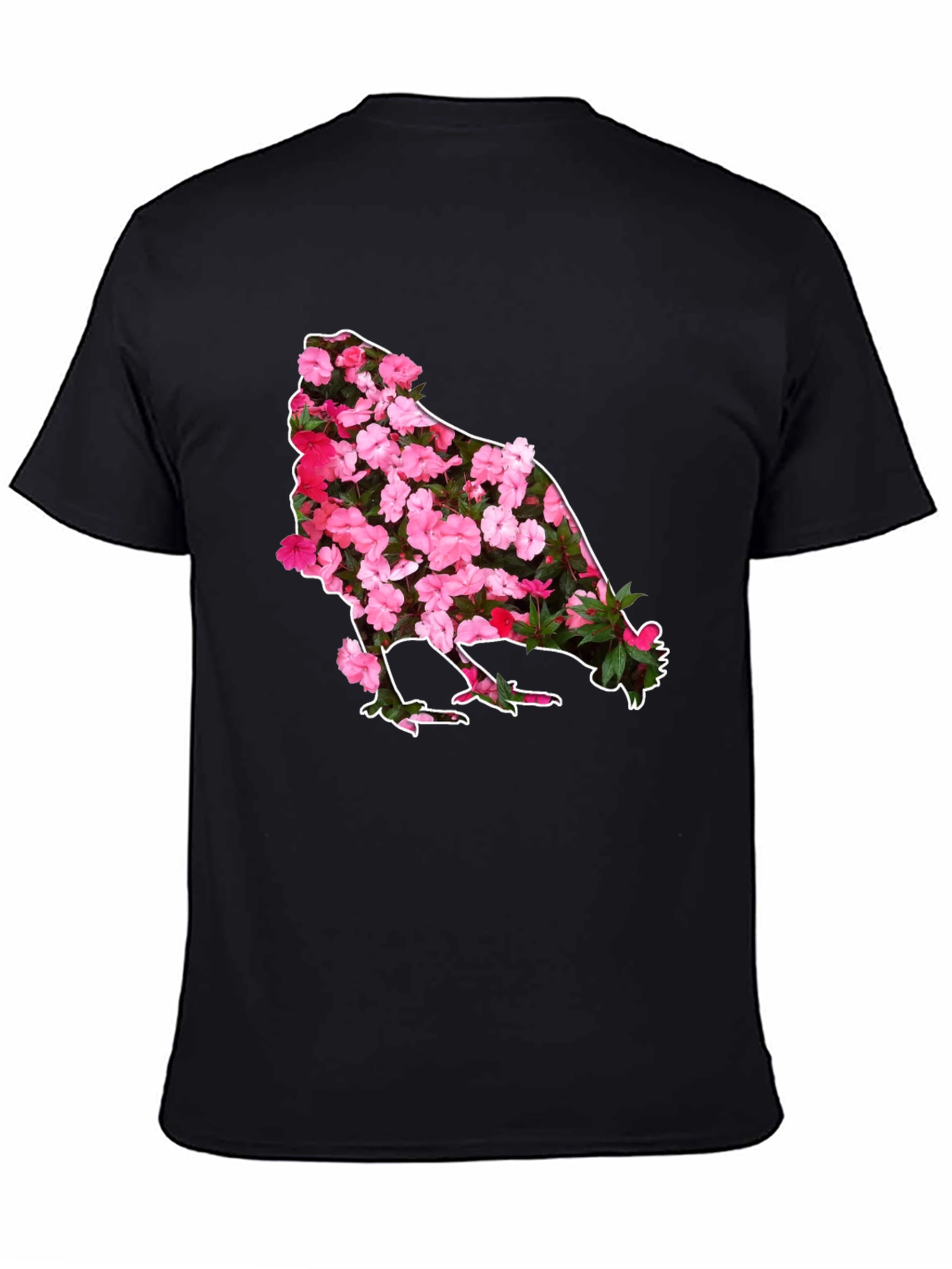 Black Floral Chicken Graphic Tee - Black view 4