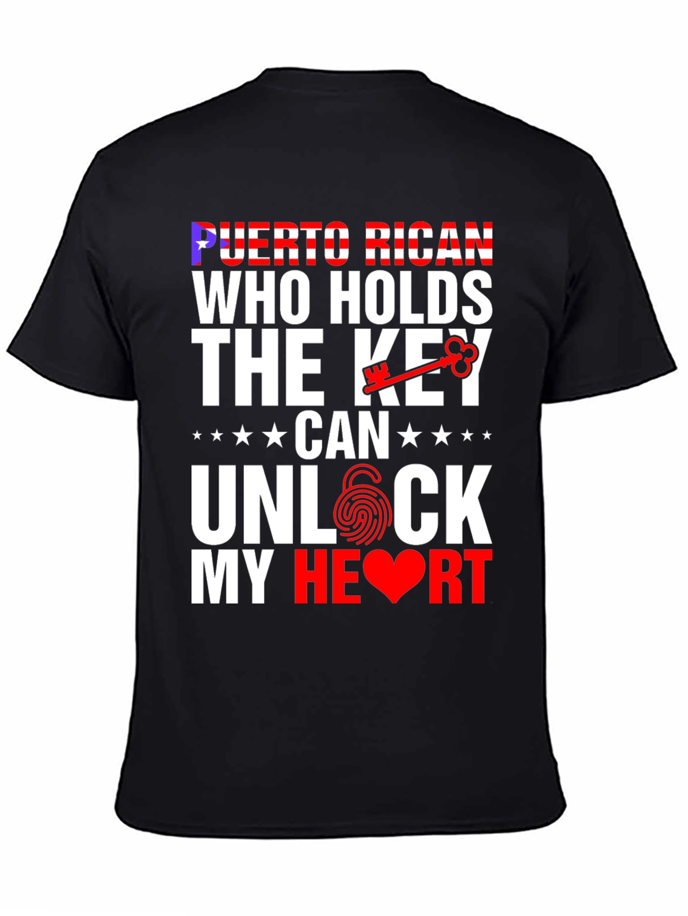 Black Puerto Rican Key to My Heart Graphic T-Shirt view 4
