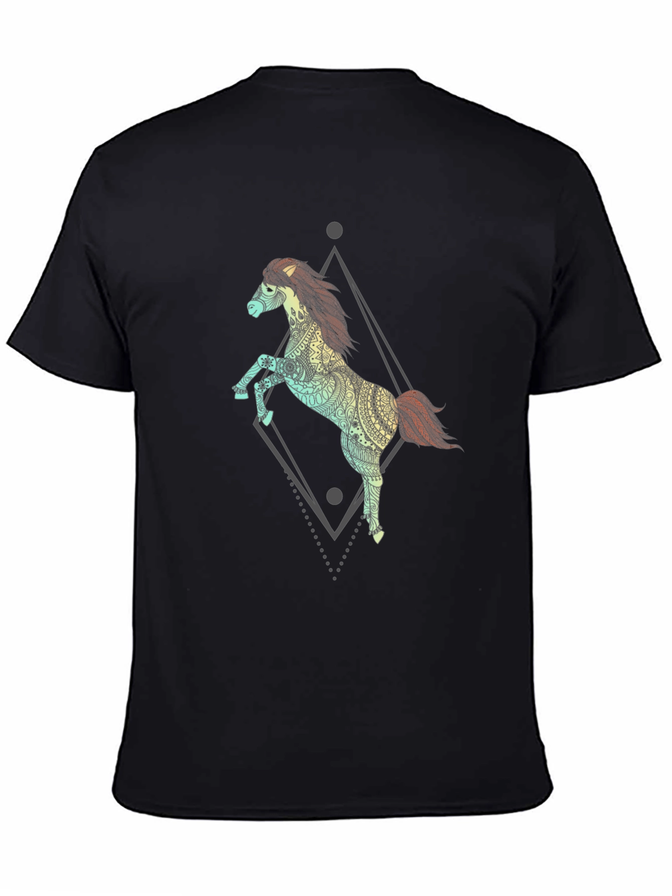 Black Equine Art Tee - Men's Black Graphic T-Shirt view 4