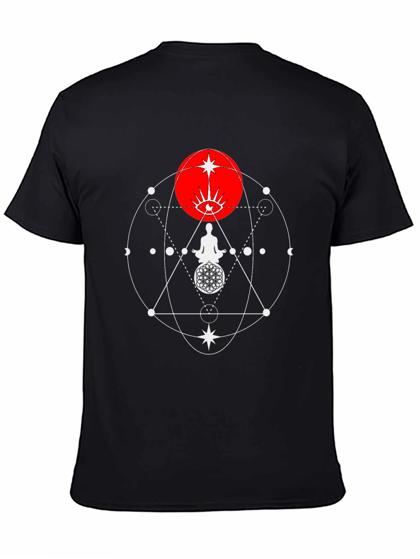 Black Mystic Geometry Graphic Tee - Black Cotton Comfort view 4