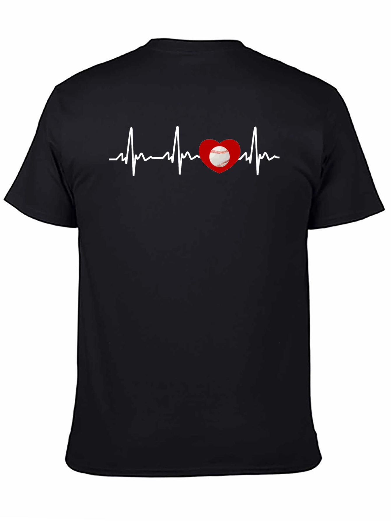 Black Baseball Heartbeat T-Shirt view 4