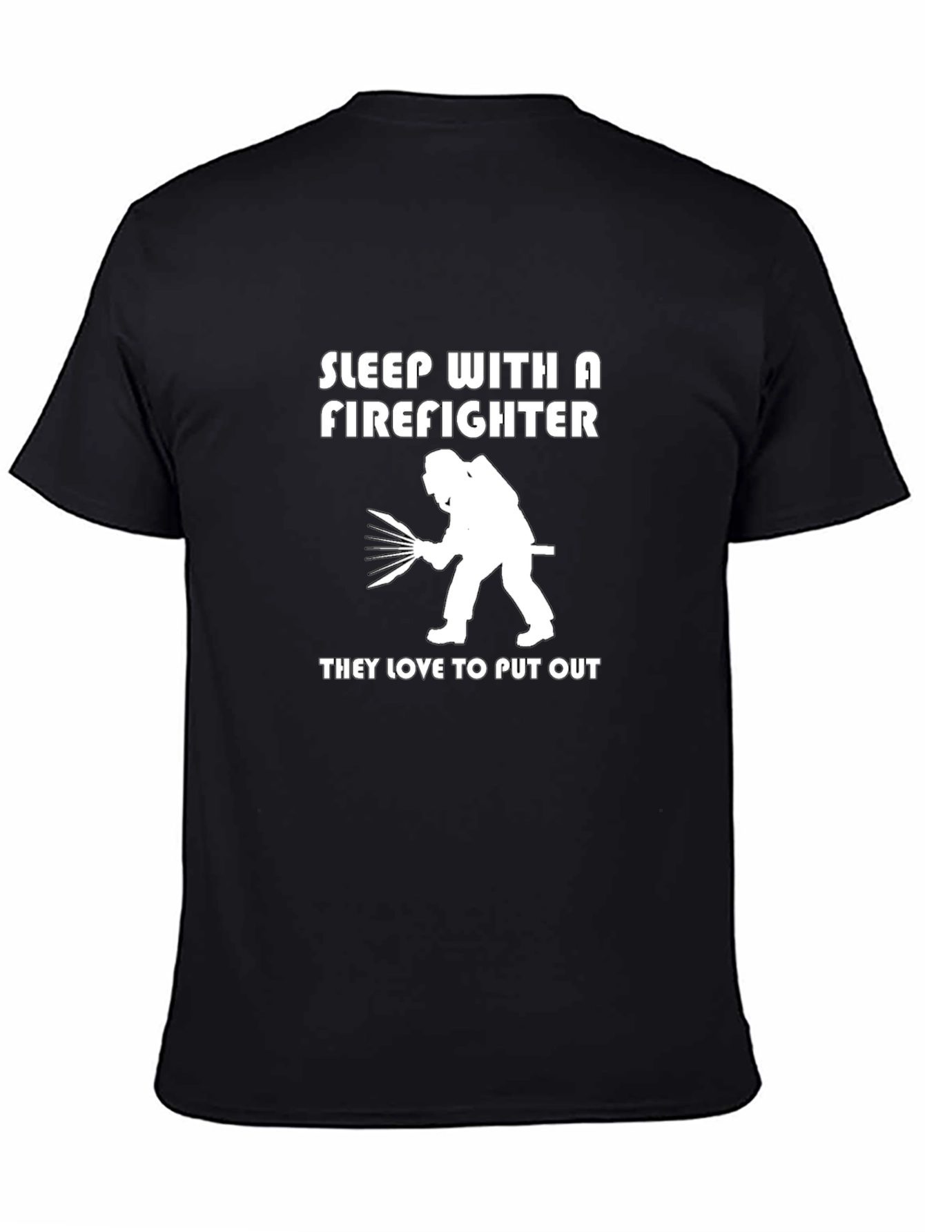 Black Firefighter Humor Tee - Sleep With A Firefighter view 4