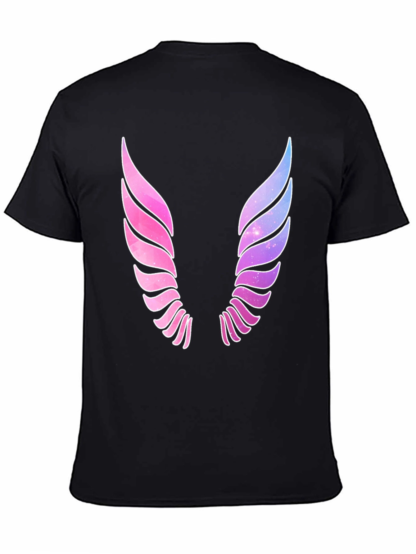 Black Galaxy Wings Graphic Black T-Shirt view 4