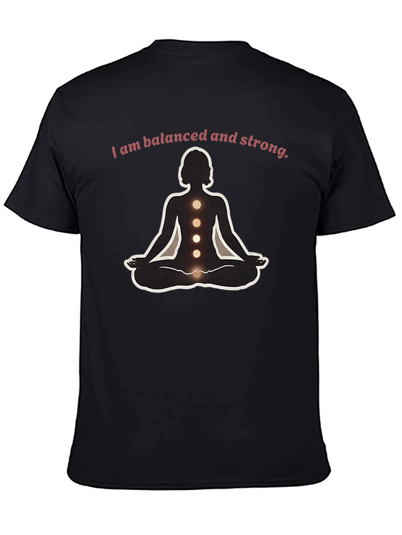 Black Balanced & Strong Yoga Chakra Meditation T-Shirt view 4