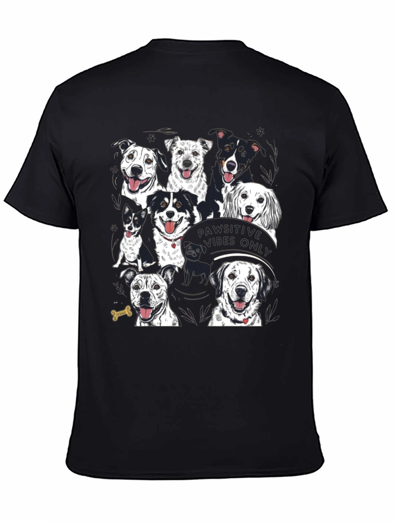 Black Pawsitive Vibes Only Dog Graphic T-Shirt view 4