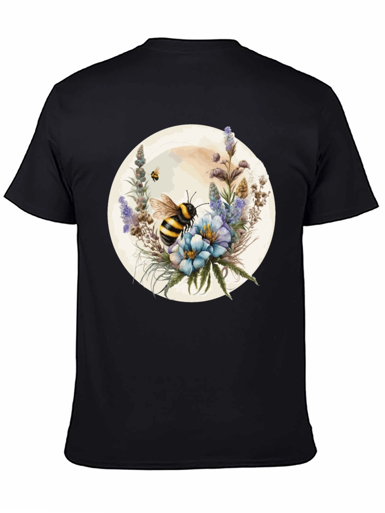 Black Bumble Bee Floral T-Shirt view 4