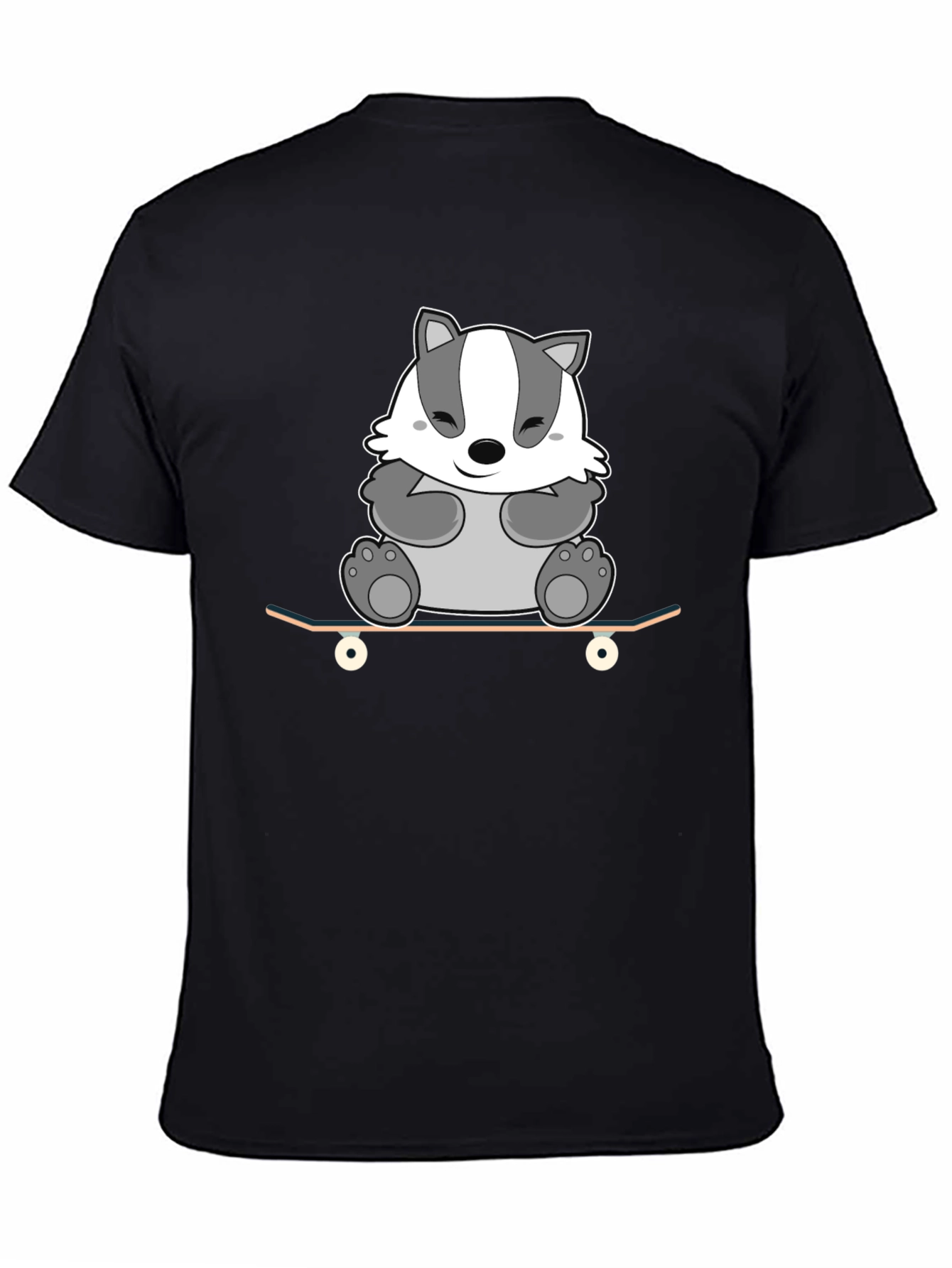 Black Badger Skateboarder Tee - Cool Cartoon Graphic Shirt view 4