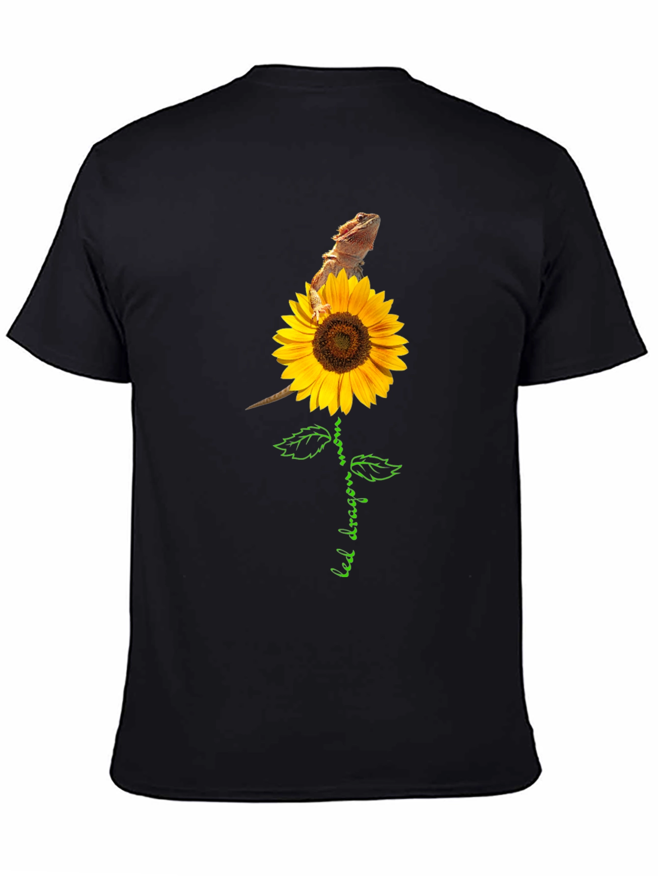 Black Bearded Dragon Sunflower Graphic Tee view 4