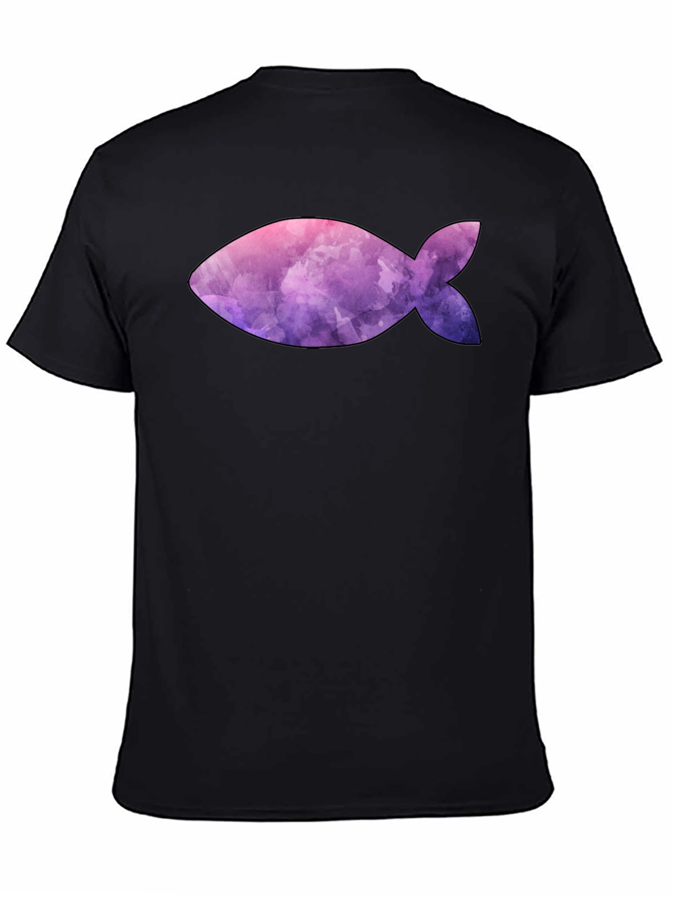 Black Fish Graphic Tee - Artistic Print Black Shirt view 4
