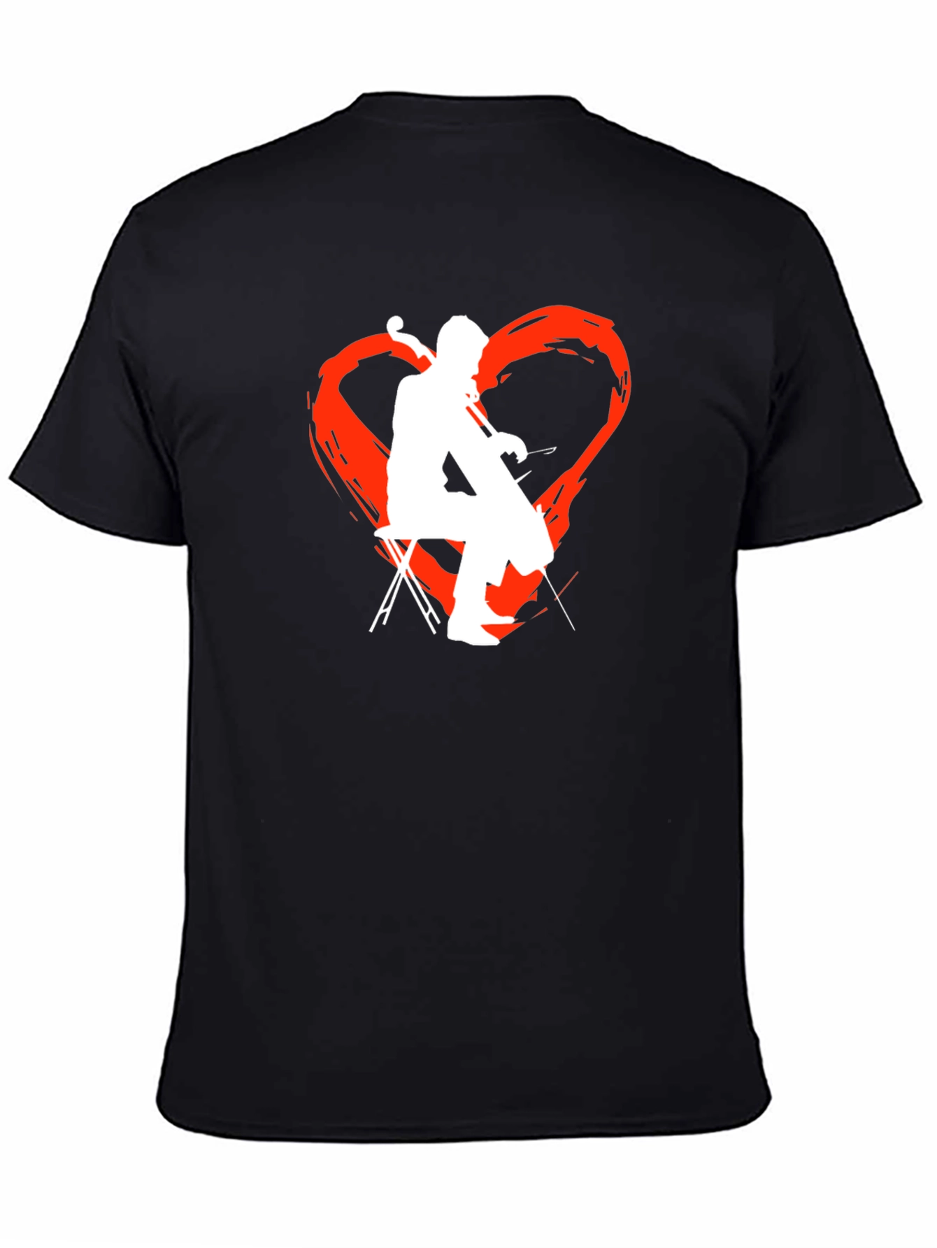 Black Cello Heart T-Shirt - Music Lover Tee view 4