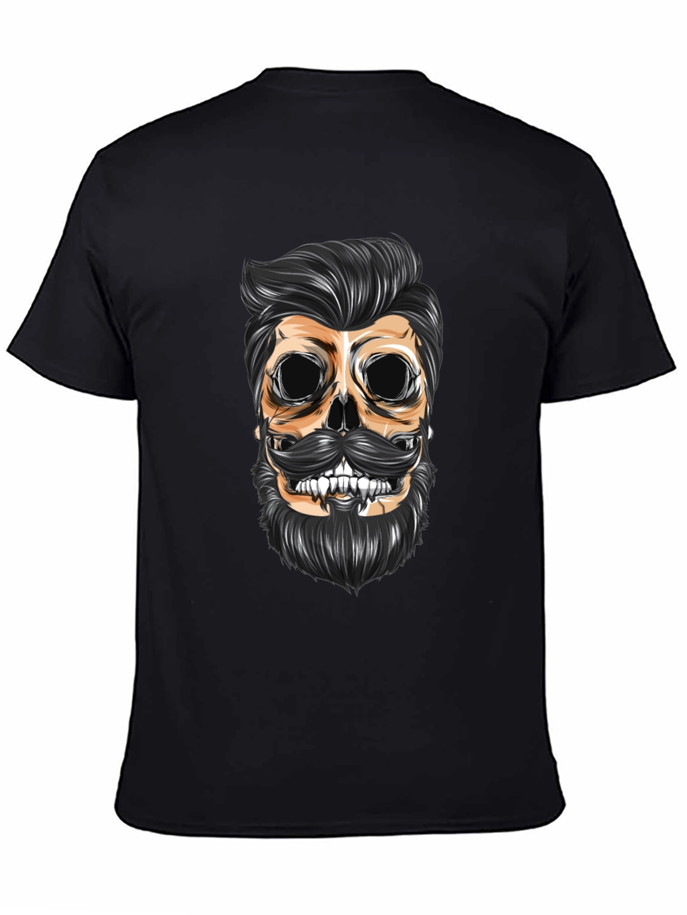 Skull Barber Graphic T-Shirt - Men's Black Crew Neck Tee - 4