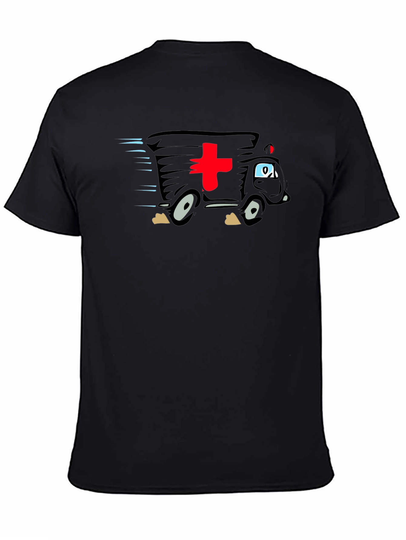 Black Funny Cartoon Ambulance T-Shirt - Medical Humor Tee view 4