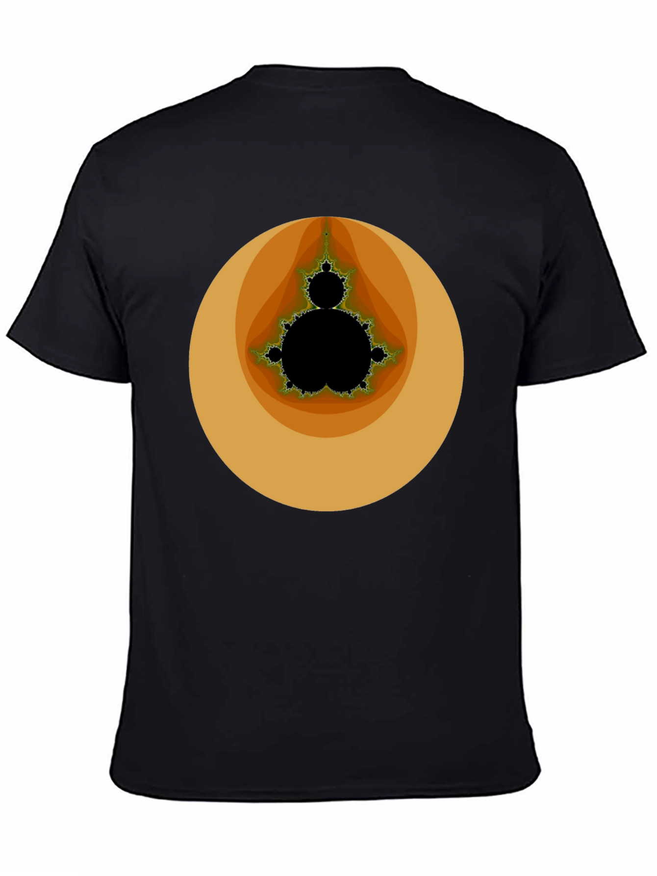 Black Mandelbrot Set Graphic Tee - Black Cotton T-Shirt view 4