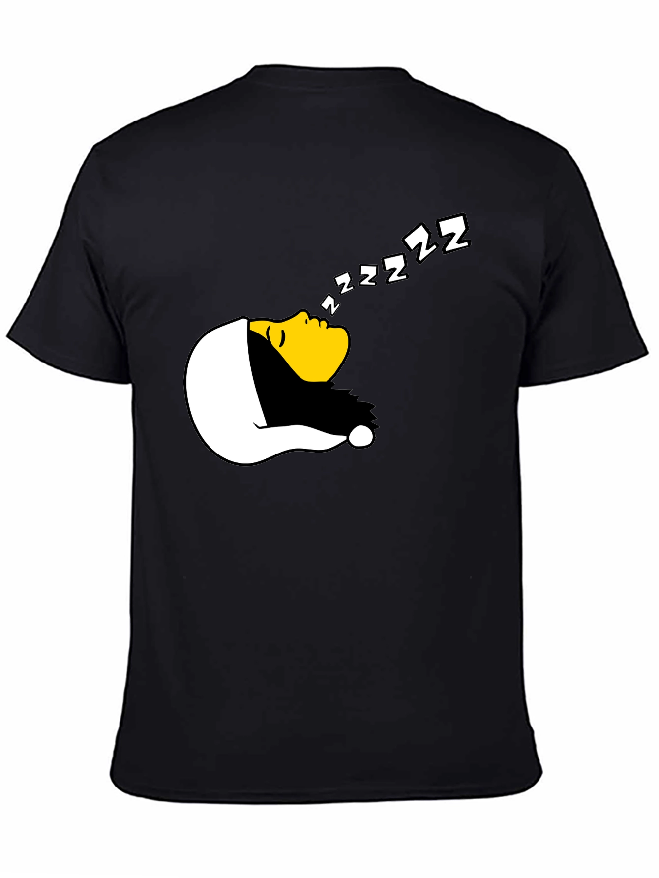 Black Funny Sleeping Graphic T-Shirt - Black view 4