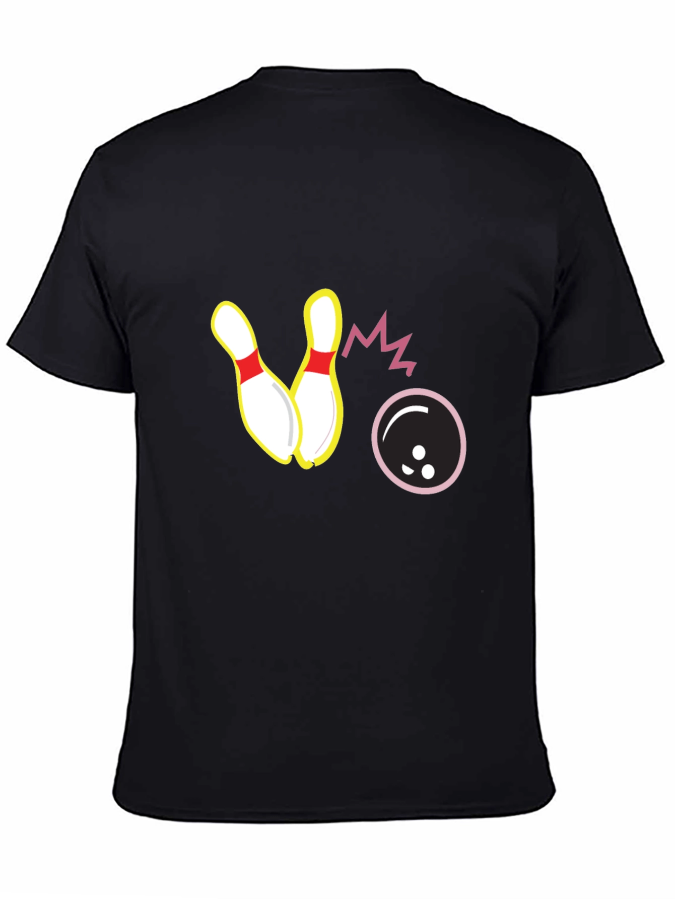 Black Bowling Strike Graphic Tee - Black Cotton T-Shirt view 4