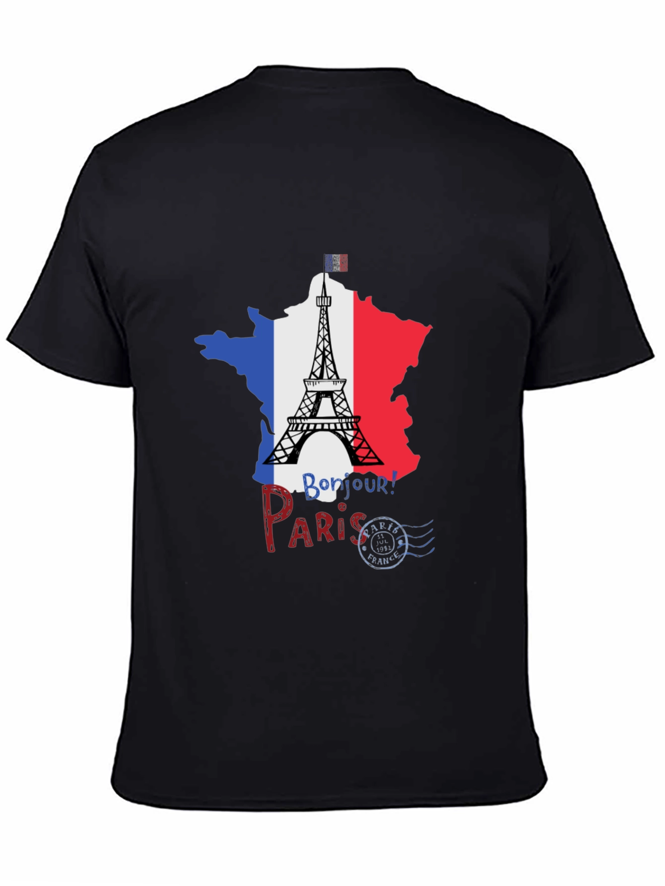 Paris France Eiffel Tower Black T-Shirt - 4