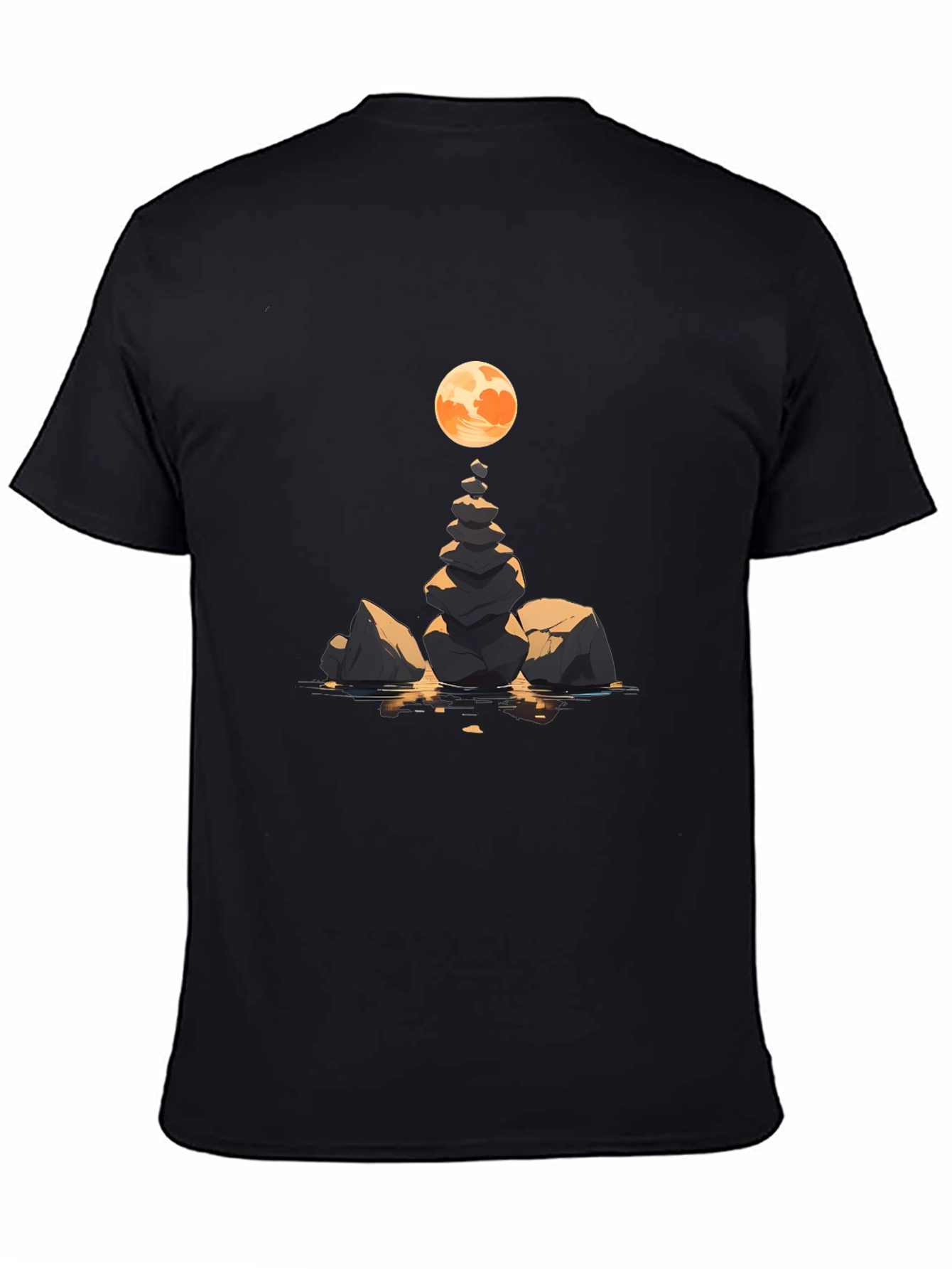 Black Zen Rock Stack & Moon Graphic Tee view 4
