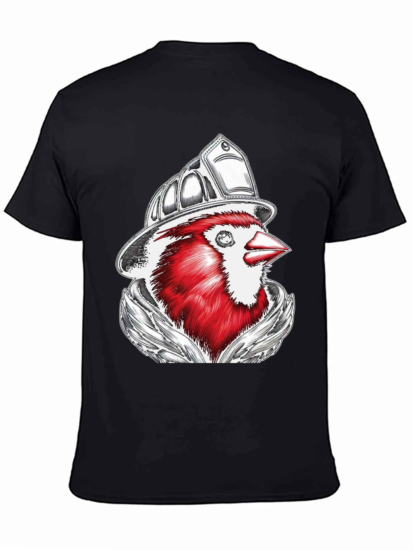 Black Cardinal Firefighter Graphic T-Shirt view 4