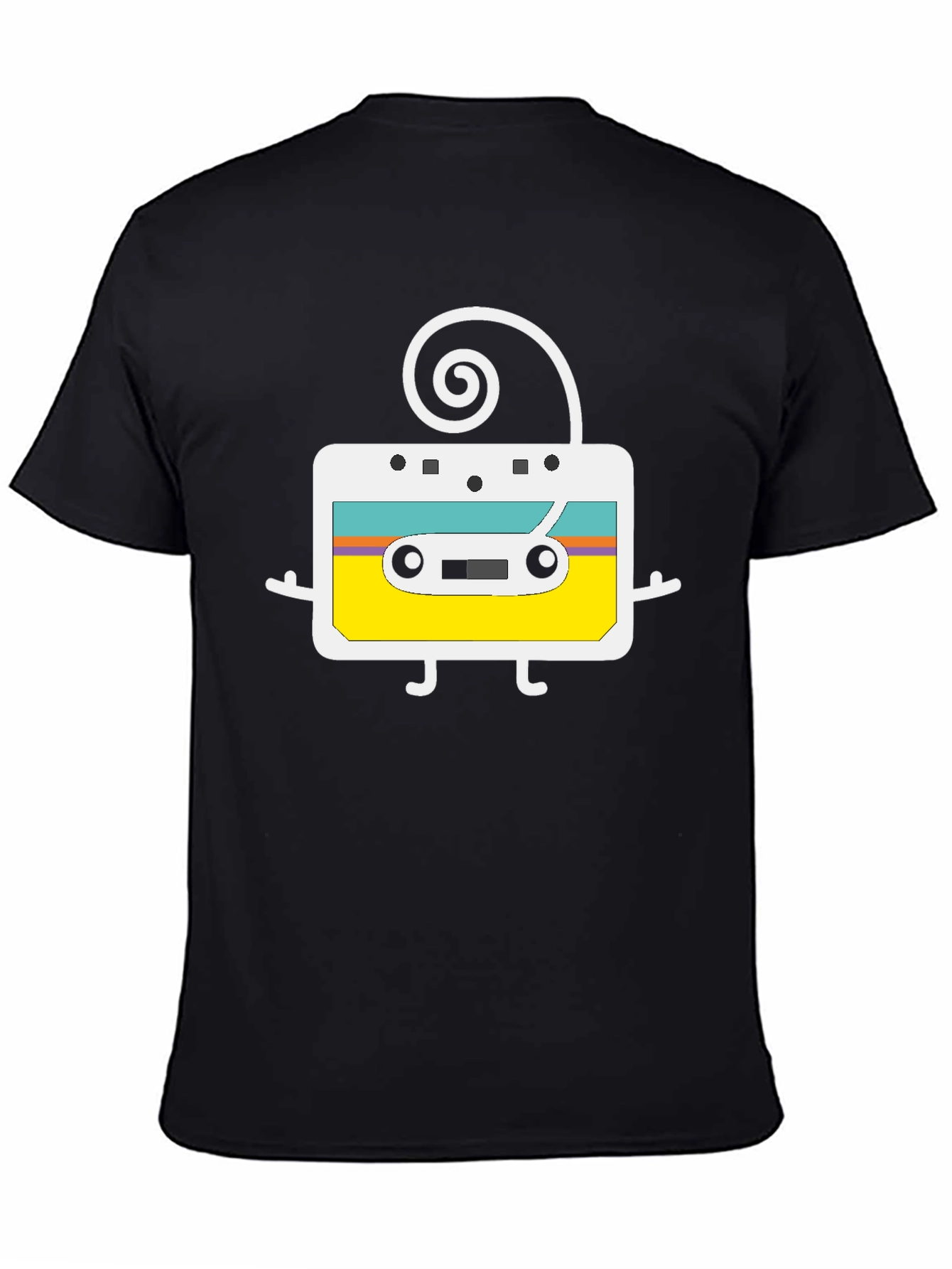 Black Retro Cassette Tape Graphic T-Shirt view 4