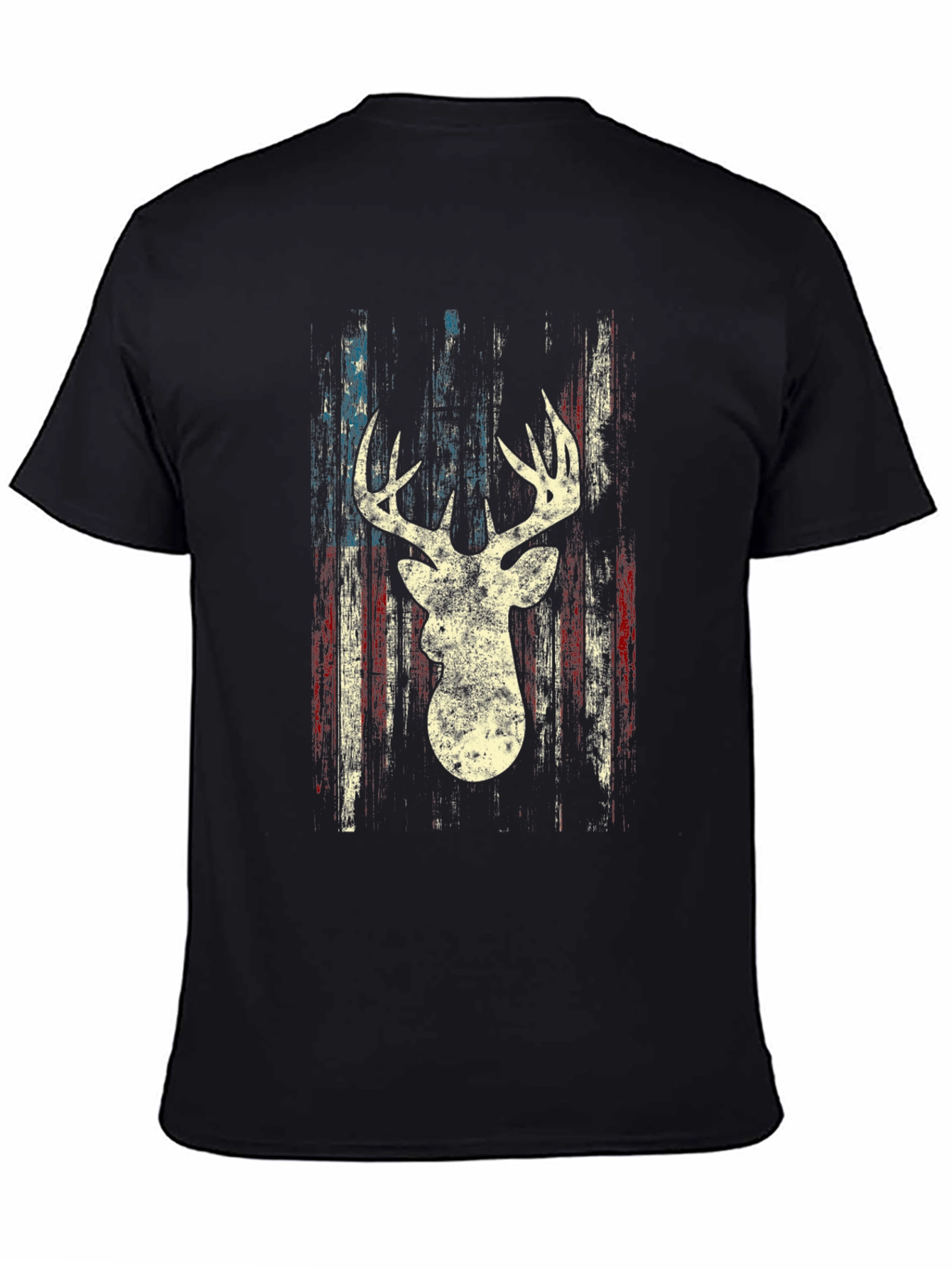 Black Deer Silhouette American Flag Graphic Tee view 4