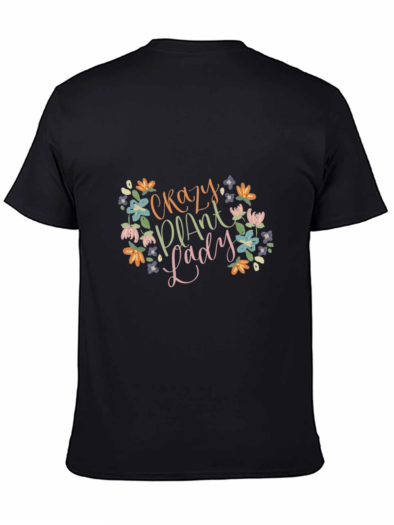 Black Crazy Plant Lady Graphic Tee - Black view 4
