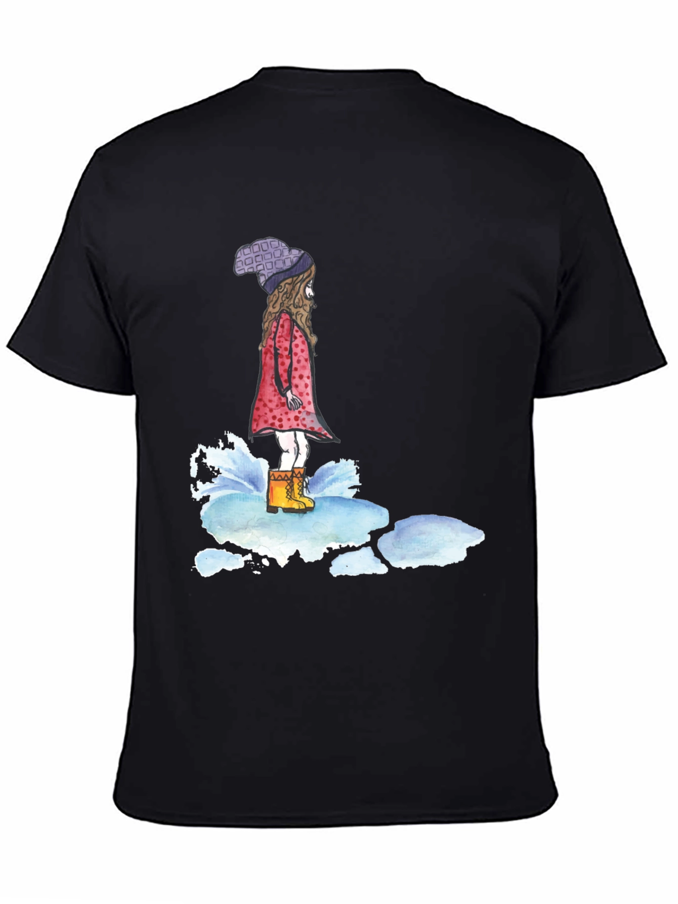Black Whimsical Girl Black T-Shirt view 4