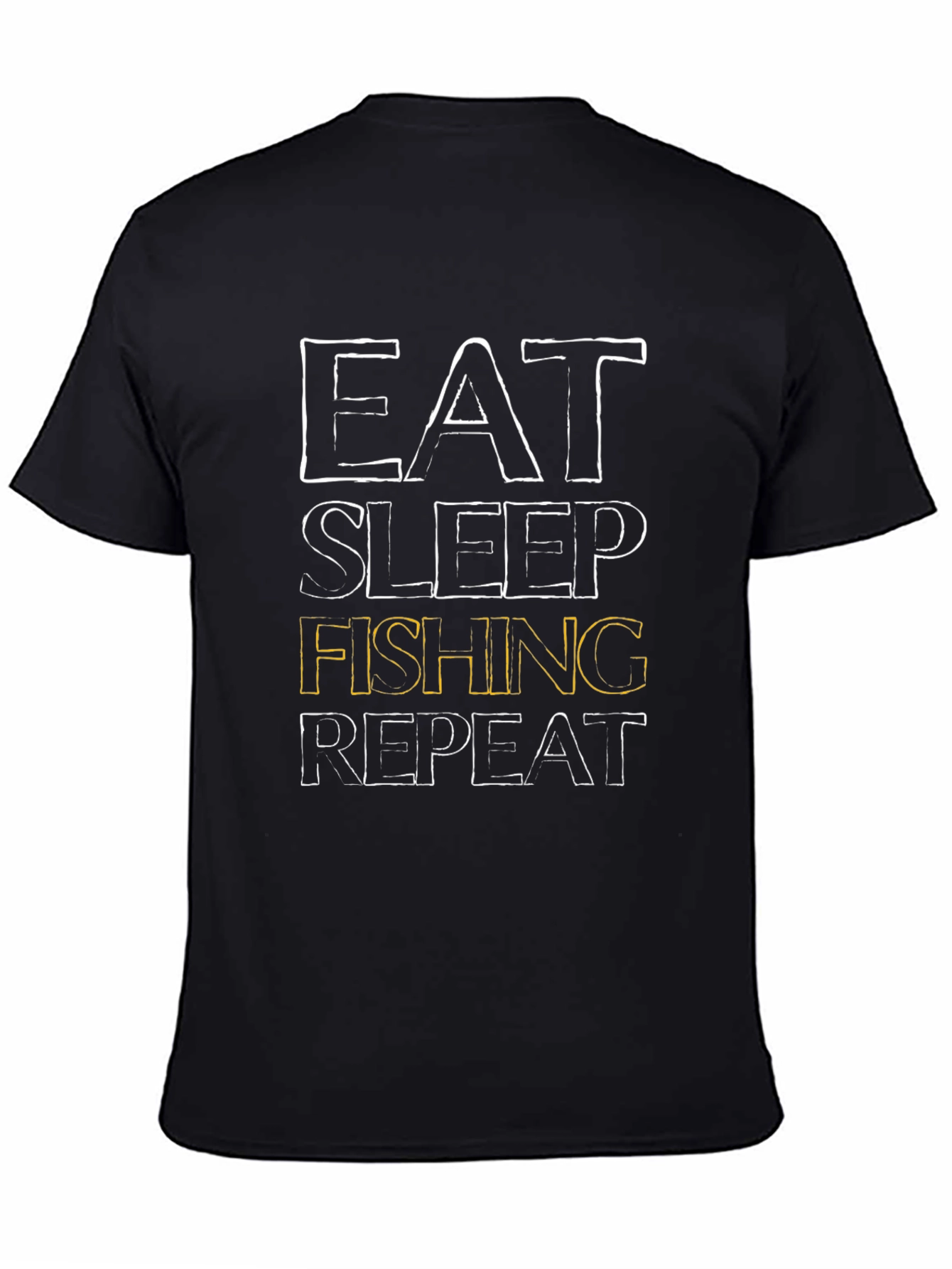Black Eat Sleep Fishing Repeat Men's Black T-Shirt view 4