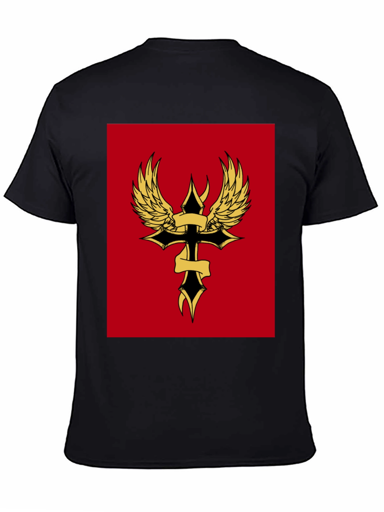 Black Winged Cross Graphic Tee - Black view 4