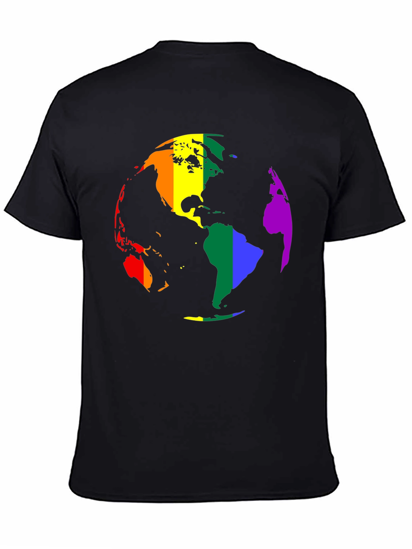 Black LGBTQ+ Pride Earth Graphic T-Shirt view 4