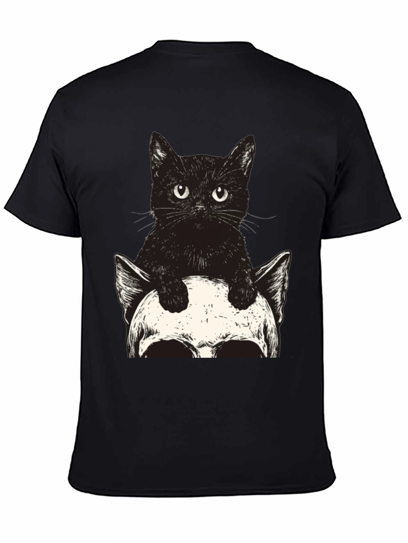Black Cat & Skull Graphic Tee - Unique Print view 4