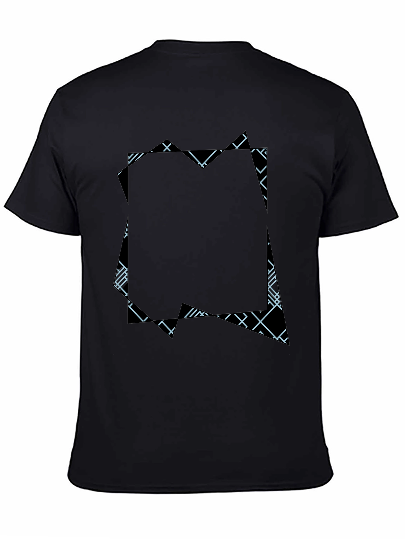 Black Modern Geometric Print Black T-Shirt view 4