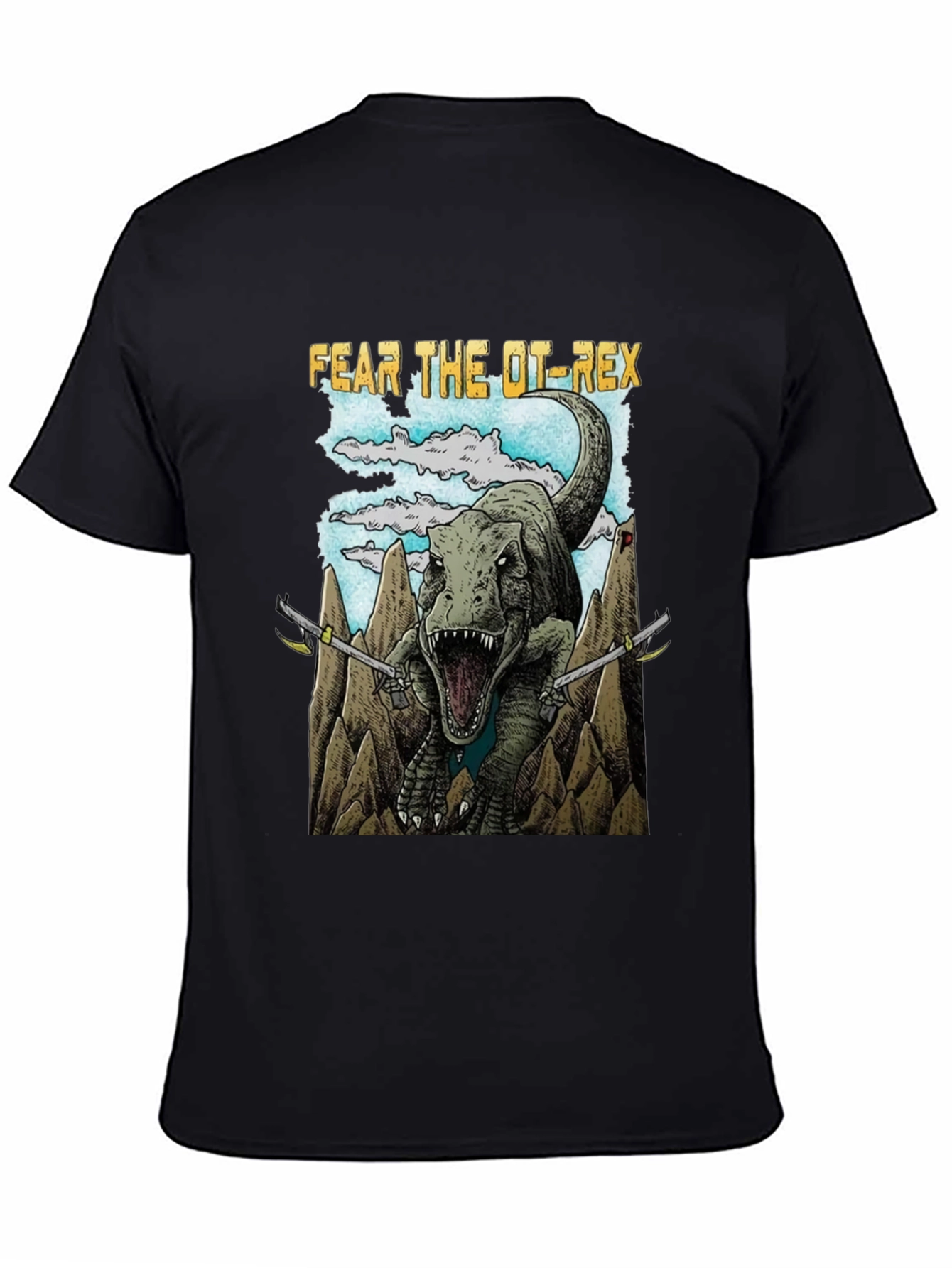 Black Fear The OT-Rex Dinosaur Graphic T-Shirt view 4