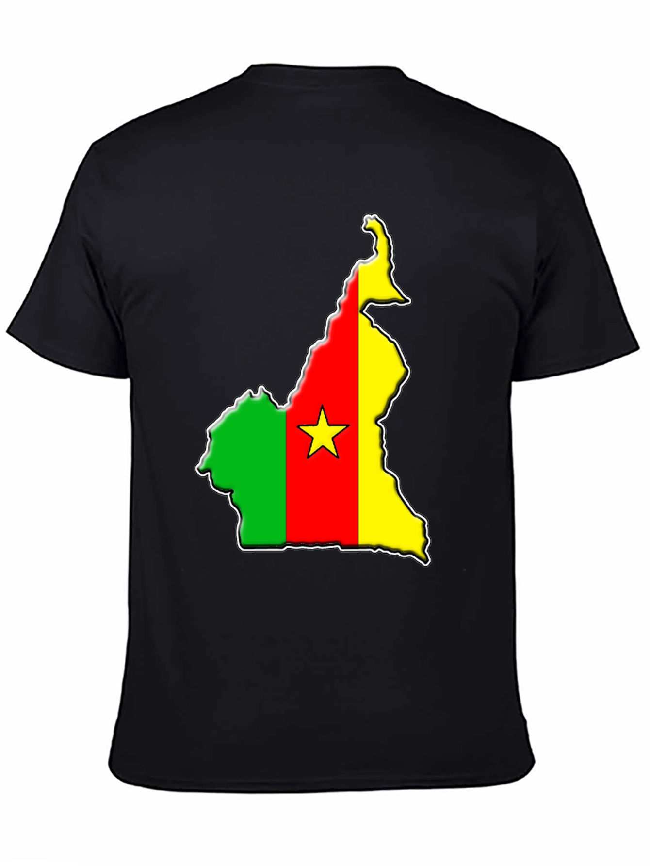 Black Cameroon Flag Map T-Shirt view 4