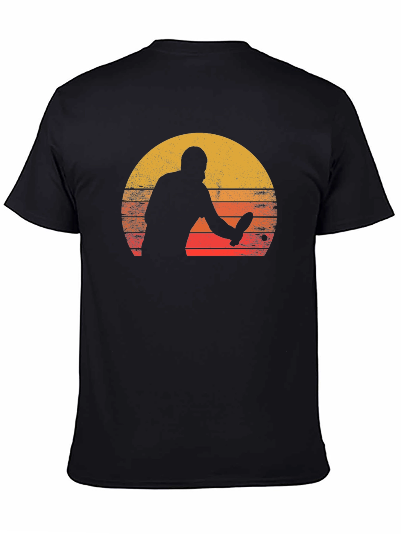 Black Retro Table Tennis Sunset Graphic Tee view 4