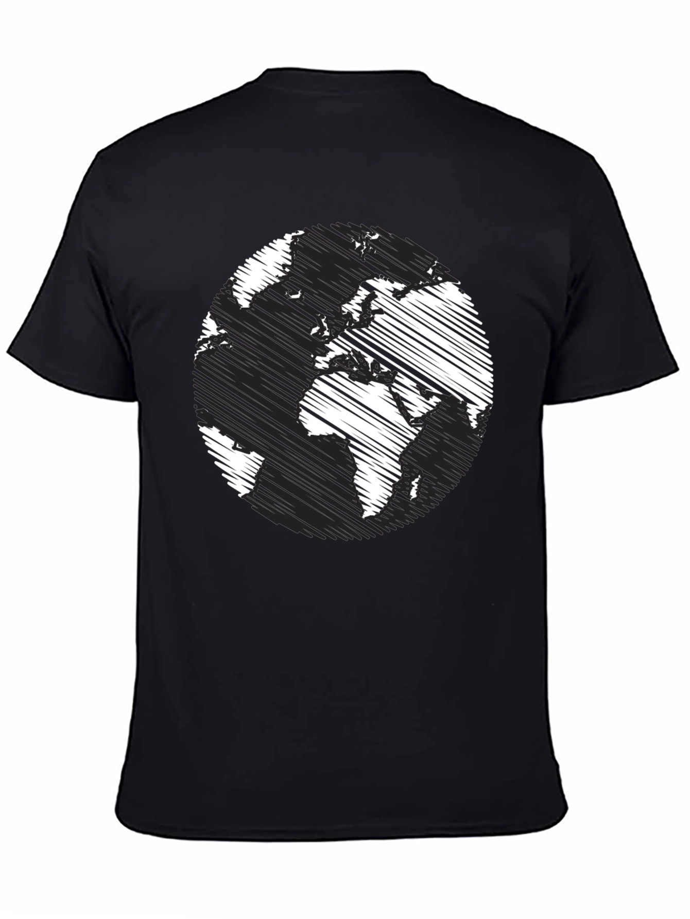 Black World Map Graphic T-Shirt - Black Crew Neck Tee view 4