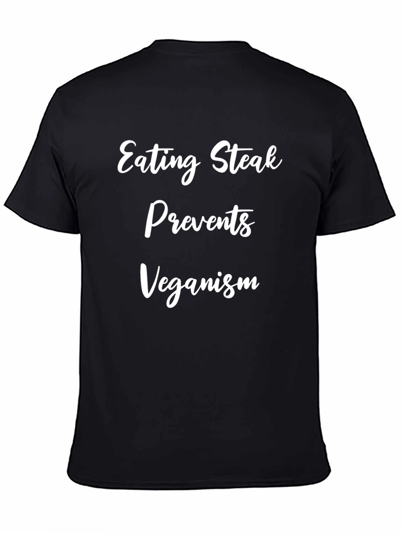 Black Eating Steak Prevents Veganism T-Shirt view 4