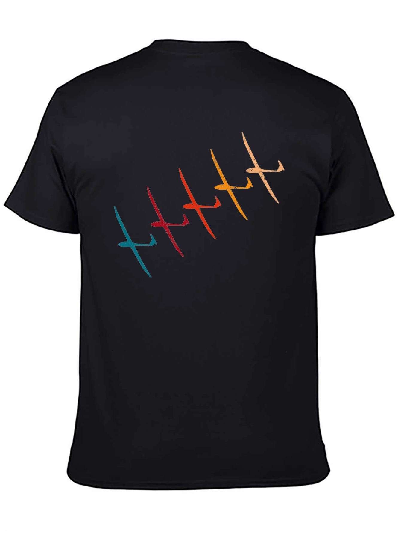 Black Retro Glider T-Shirt - Vintage Airplane Tee view 4