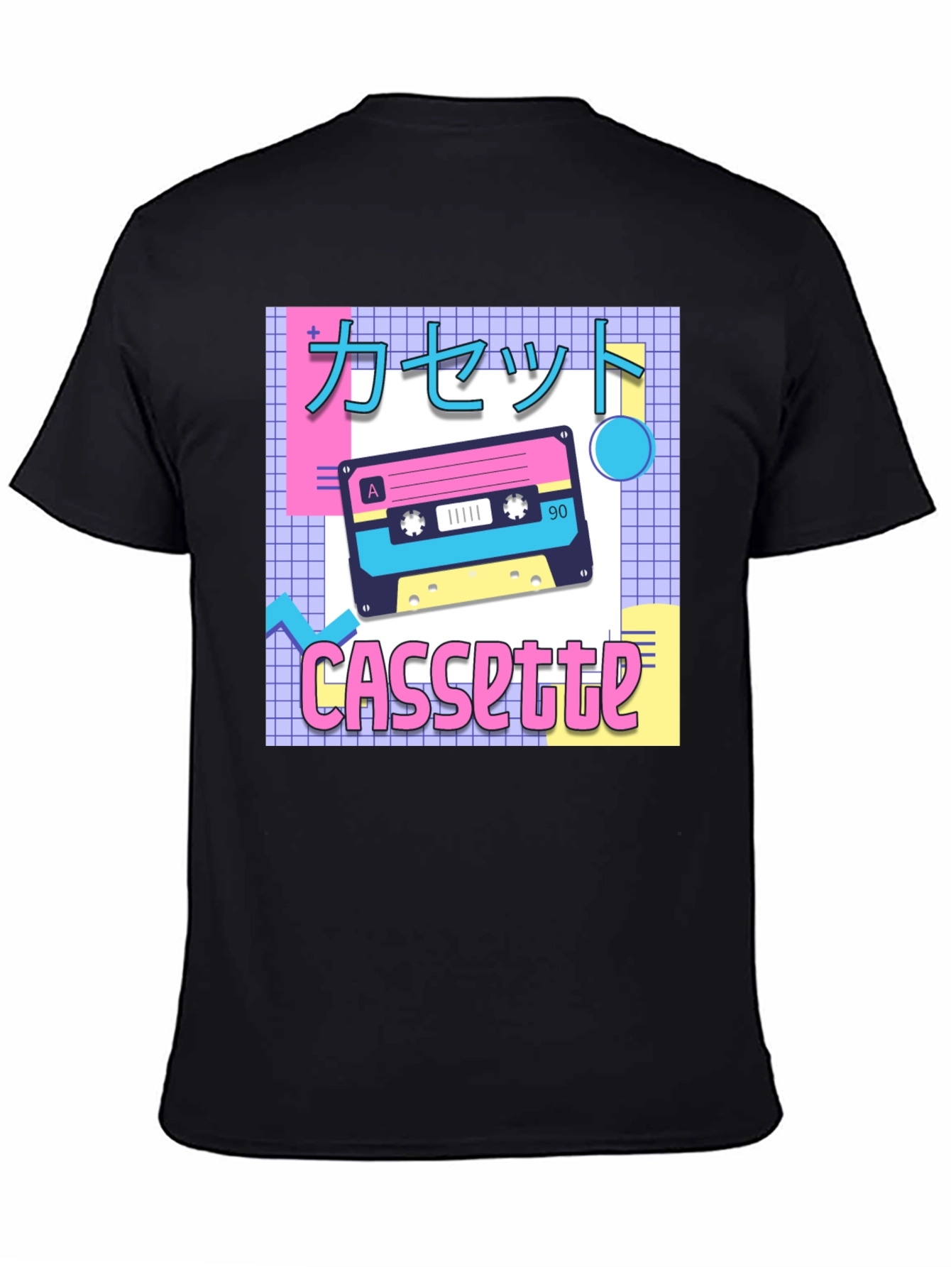 Black Retro Cassette Tape T-Shirt - 90s Aesthetic view 4